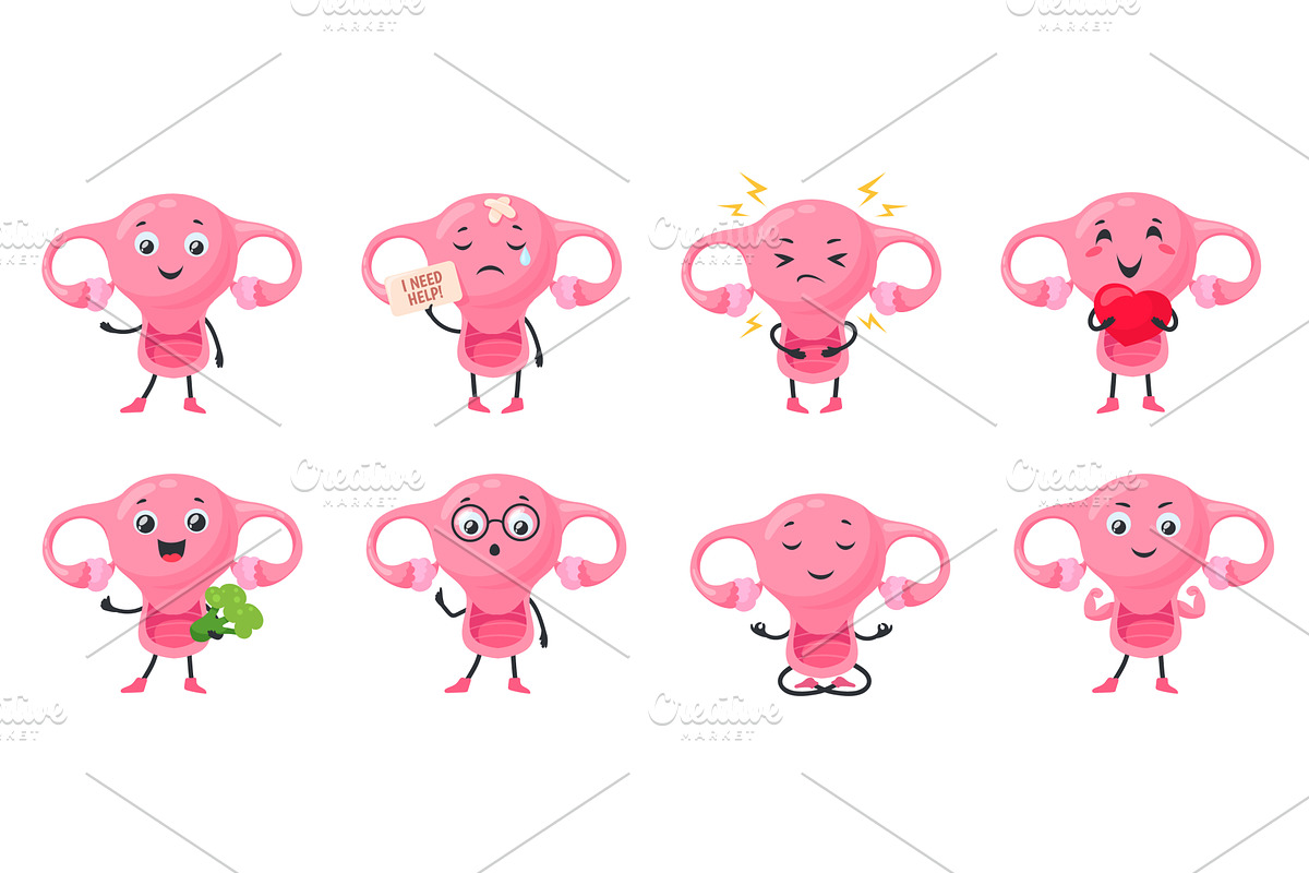 Cartoon uterus. Womb cute character, a Healthcare Illustration by Stock-Smart-Start