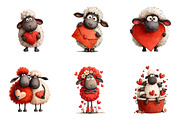 Funny Valentine Sheep Clipart, an Illustration by CreationArt (Thumbnail 3 of 6)