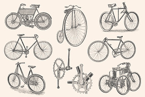 Bicycles - Vintage Illustration Set