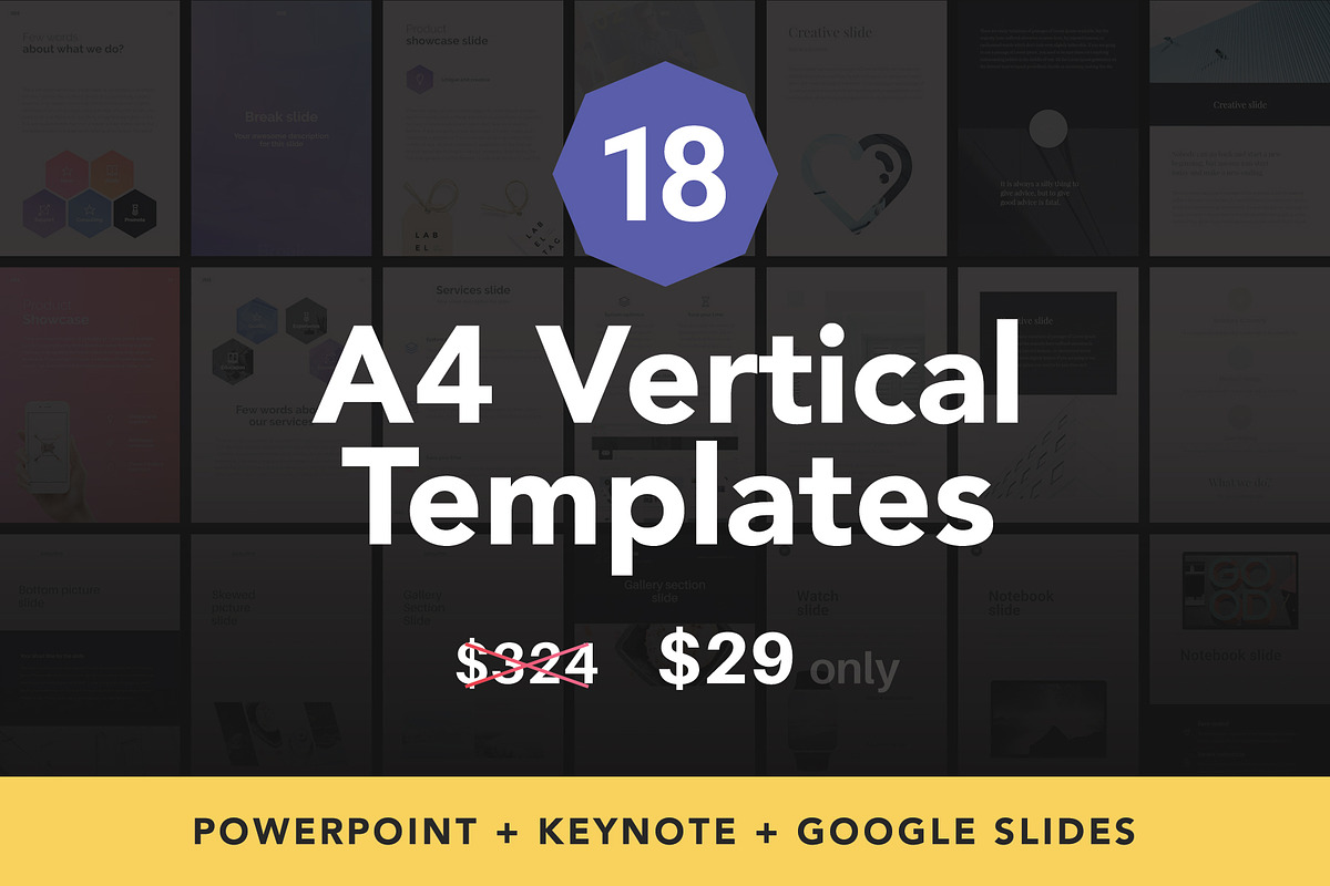 A4 | 18 Vertical Templates Bundle, a Presentation Template by Vladislav Muslakov (Photo 1 of 15)