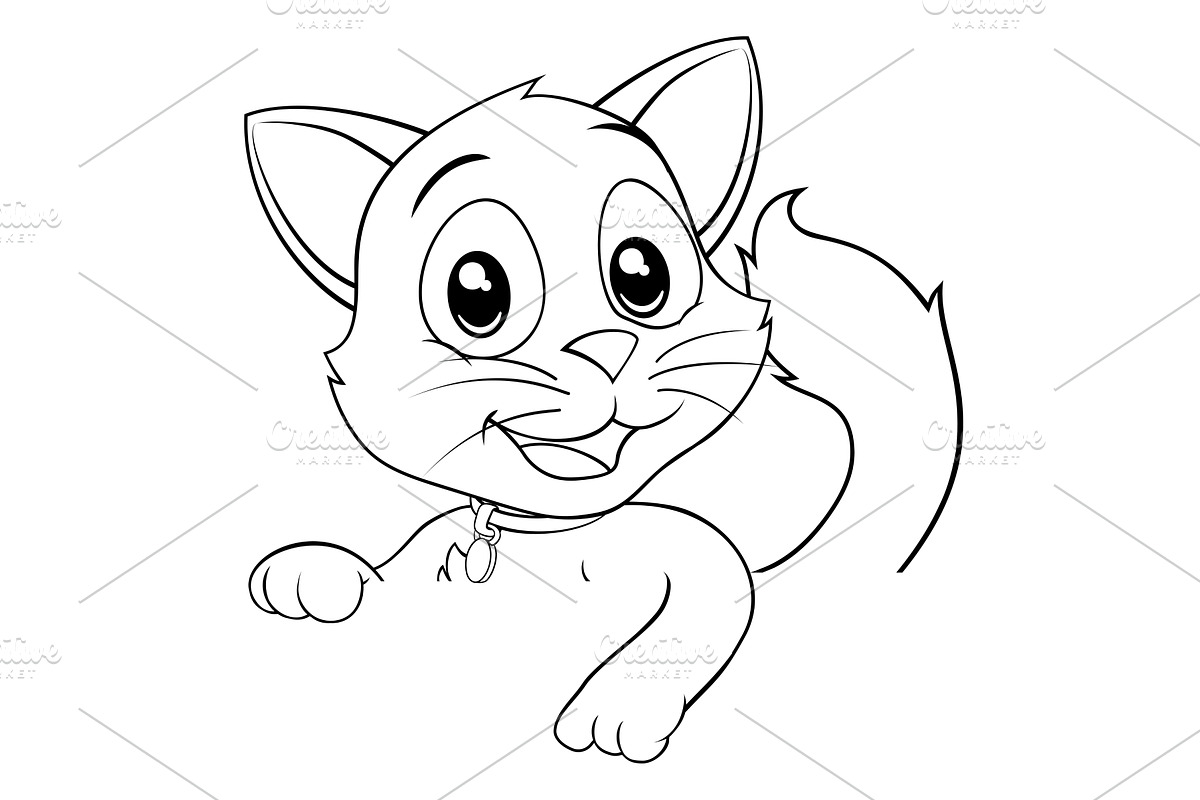 Cat Cute Cartoon Kitten Animal, an Animal Illustration by Christos Georghiou