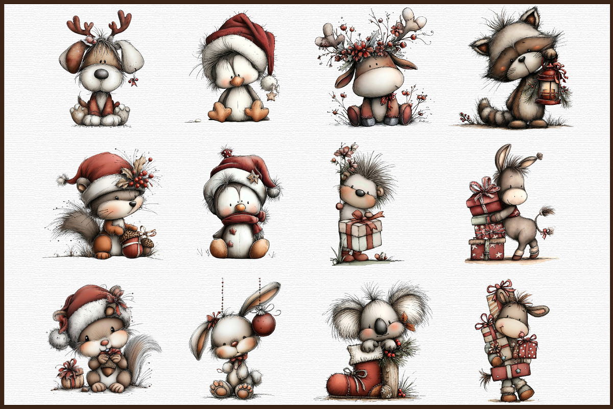 Whimsical Christmas Animal Clipart B, an Illustration by Sublimation Artist (Photo 3 of 6)