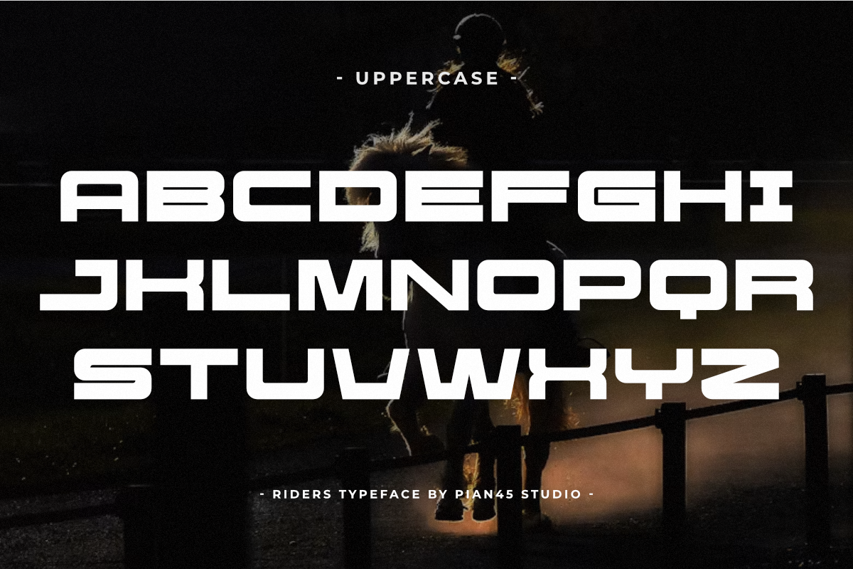 Riders - Bold Extended Display Font, a Sans Serif Font by Pian45 Studio (Photo 5 of 8)