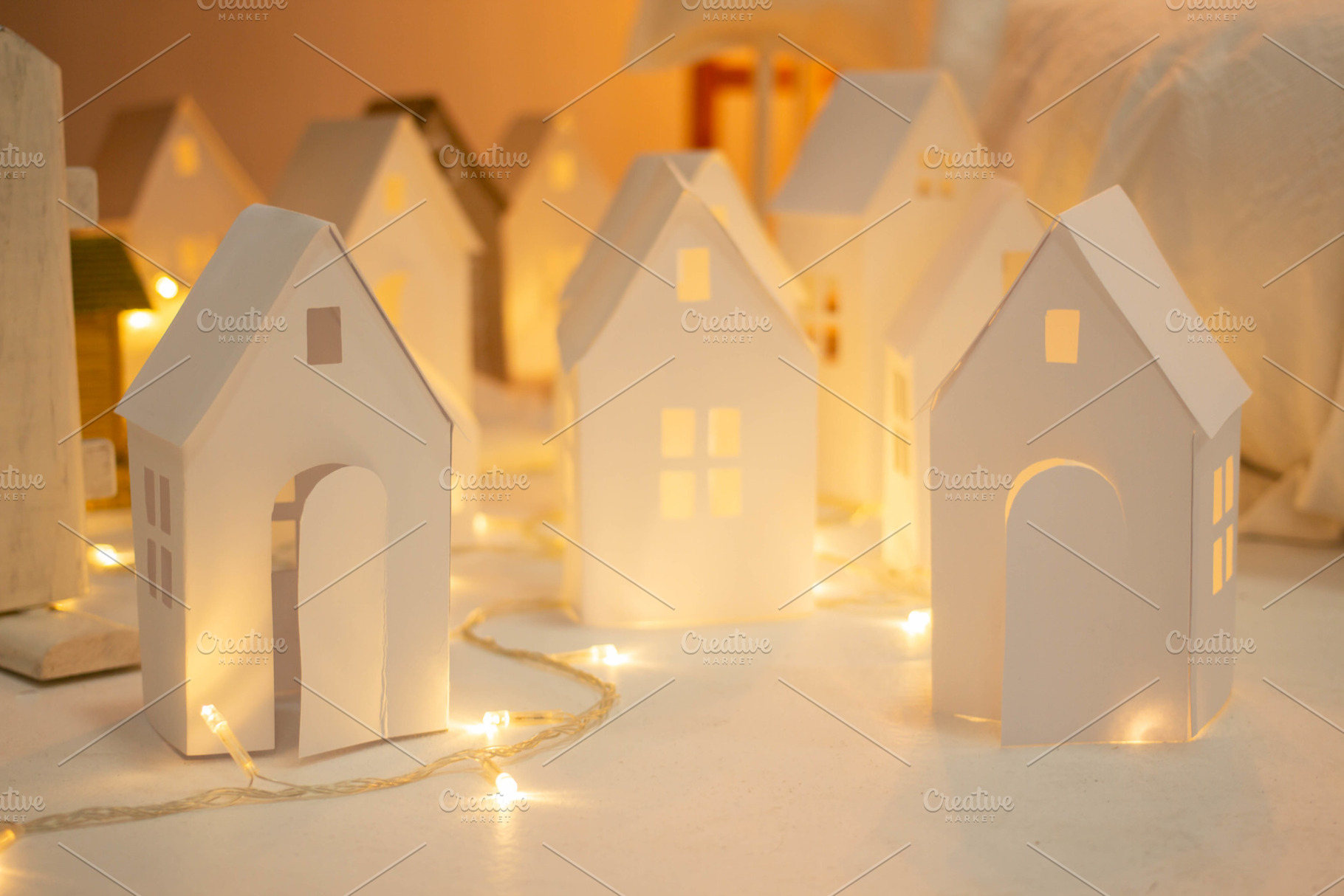 Paper town christmas decoration stock photo containing architecture and art, a Holiday Photo by Arymer
