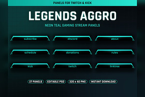 Legends Aggro Twitch & Kick Panels