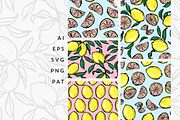 Brushed lemons vector pattern set, a Pattern Graphic by Palette Pursuit (Thumbnail 1 of 12)
