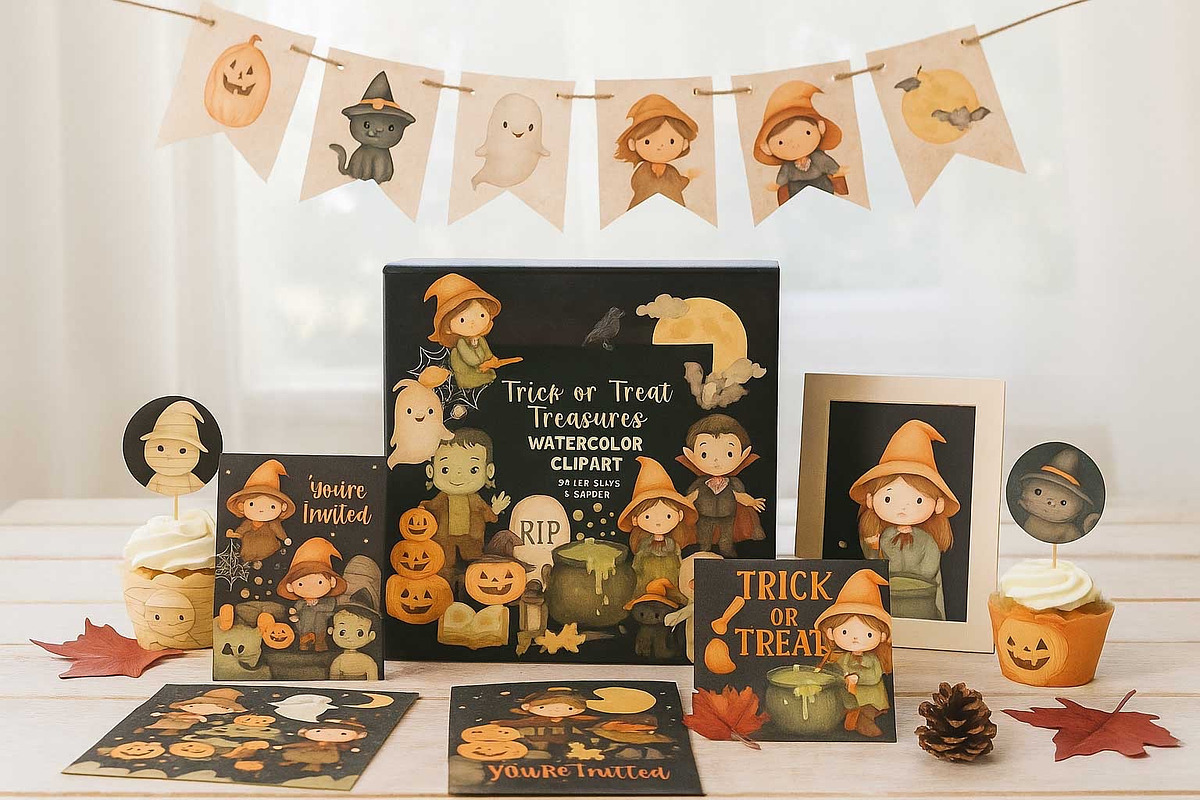 Halloween Watercolour Clipart, an Object Graphic by Digidesignresort (Photo 3 of 5)