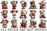 Whimsical Valentines Teddy Clipart, an Illustration by Canvas Craft (Thumbnail 3 of 6)