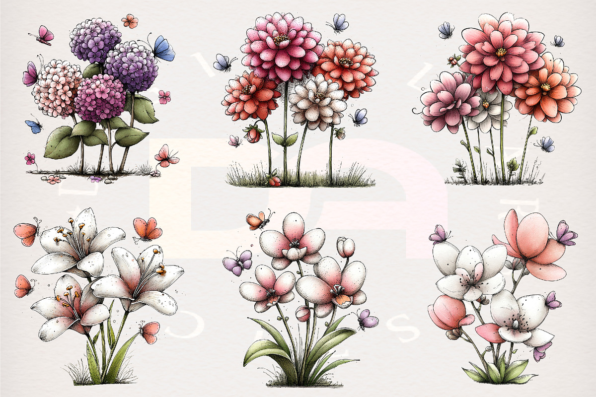 Whimsical Floral Butterfly Graphics, a Transportation Illustration by Digital Artistic99 (Photo 3 of 9)