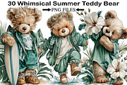 Whimsical Summer Teddy Bear Clipart, an Illustration by Black Bird Studio (Thumbnail 1 of 5)