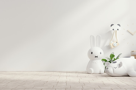 Mockup wall in the children's room on light white color wall.