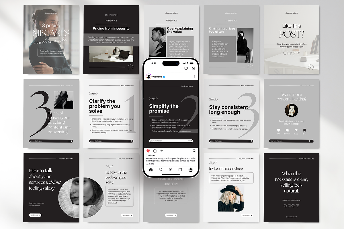 Coach Carousel Instagram Posts Canva, a Social Media Template by DigiPax (Photo 4 of 11)