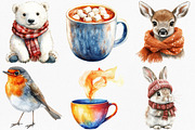 Watercolor Cute Winter Clipart, an Illustration by Canvas Craft (Thumbnail 2 of 7)