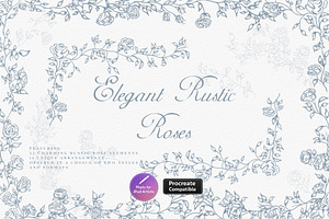 Procreate Elegant Rustic Roses, a Brush Add-On by AW Studios