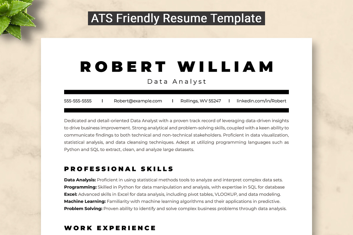 Data Analyst Resume Template, a Resume Template by ResumeInventor (Photo 1 of 9)
