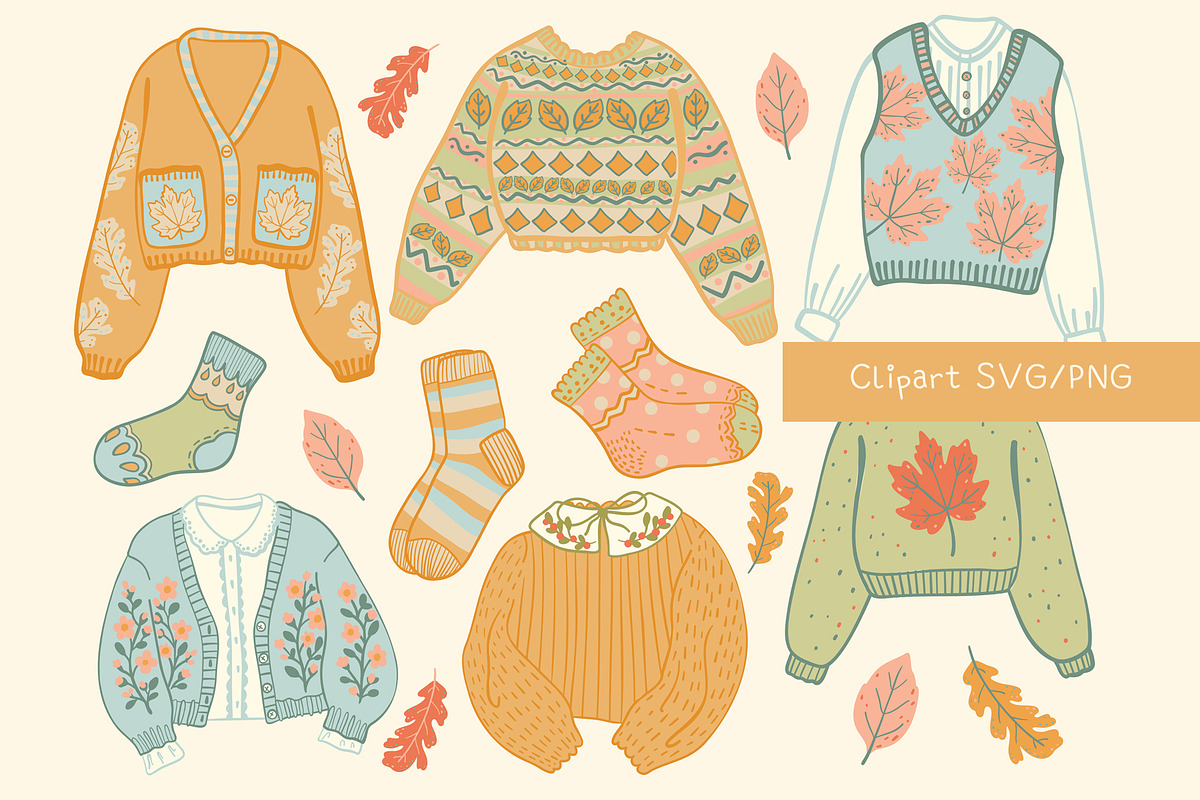 Autumn Knitwear Vector Clipart, a Seasonal Illustration by Carpet Tapete Pretzel (Photo 3 of 5)
