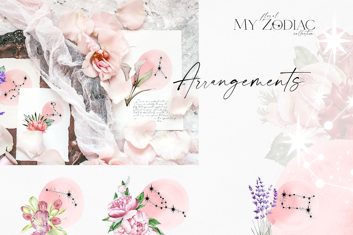 Watercolor Floral Zodiac, an Object Illustration by Olga Koelsch (Photo 2 of 9)