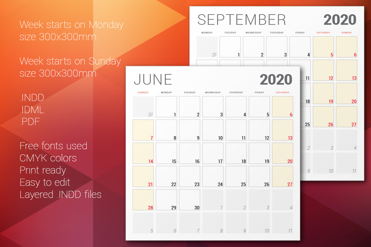 Monthly Planner 2020, a Stationery Template by AntartStock (Photo 4 of 4)