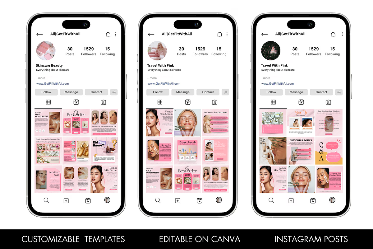 Pink Skincare Instagram Templates preview 4