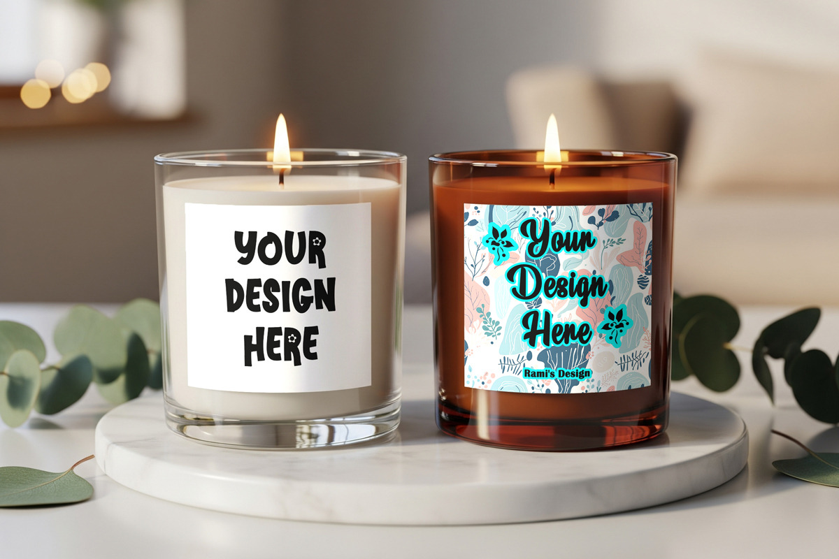 Soy candle label design mockup, a Cups & Container Mockup by Rami's Mockups (Photo 3 of 4)