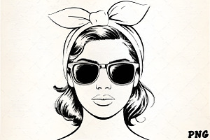 Retro american woman sunglasses band, an Illustration by CrexoraLab