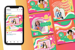 Groovy Fashion Instagram Post Puzzle, a Social Media Template by Artnivora.Std