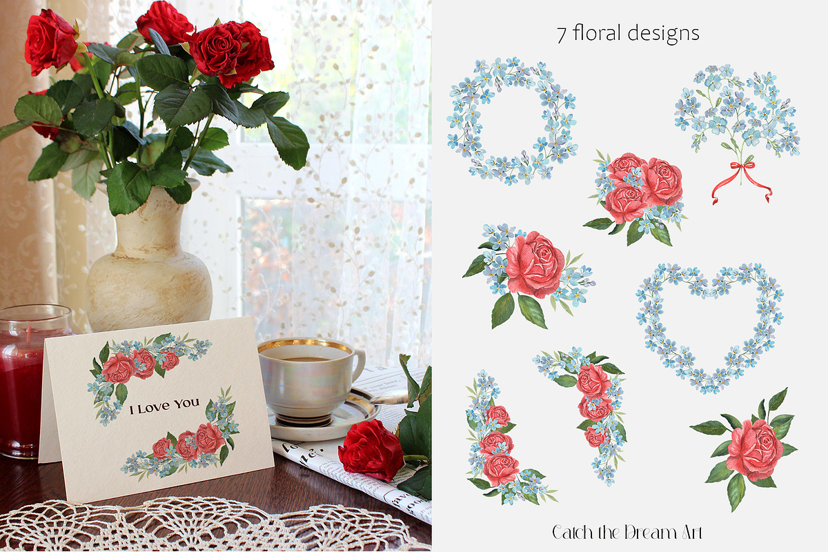 Forget-me-not Antique Valentine, a Seasonal Illustration by Catch the Dream Art (Photo 4 of 10)