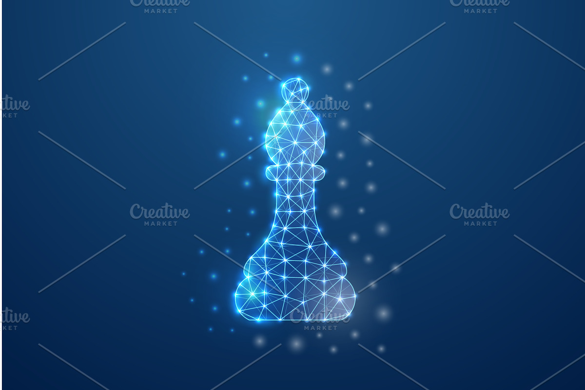 Shiny digital chess bishop piece in, a Technology Illustration by GraphiShop