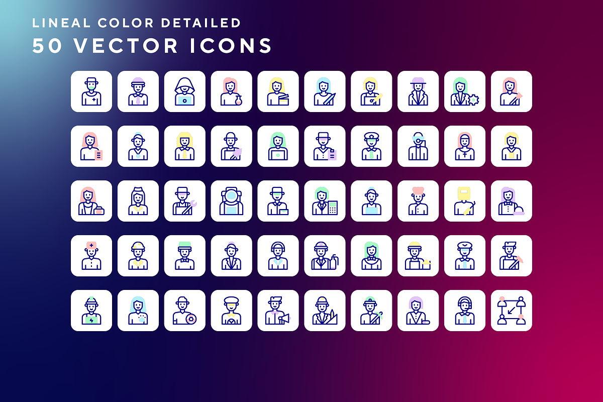 Jobs and professions icons, an Outline Icon by Wencory (Photo 1 of 2)