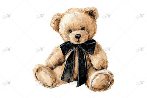 A Cuddly Teddy Bear Watercolor, an Animal Illustration by Maddy's Art & Mockups