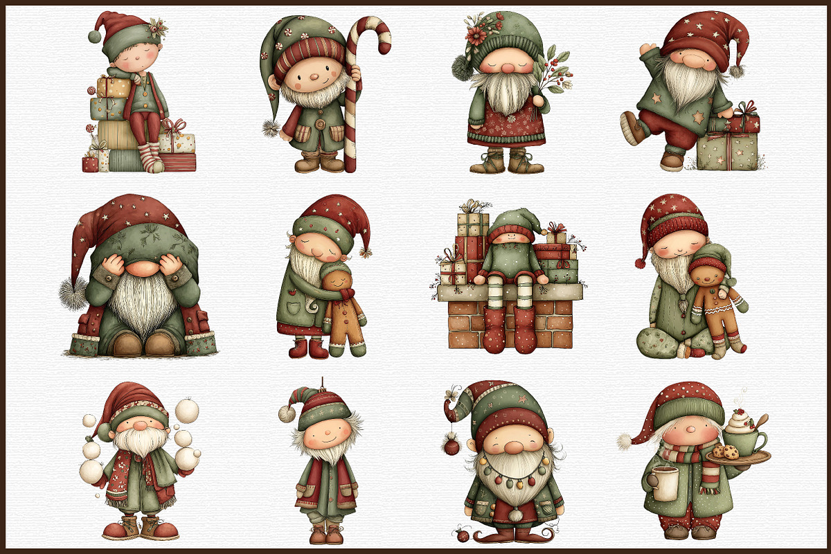 Funny Christmas Gnome Clipart, an Illustration by Sublimation Artist (Photo 3 of 6)