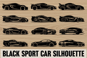 Luxury Sport Car Silhouette Bundle, an Illustration by Designs_River
