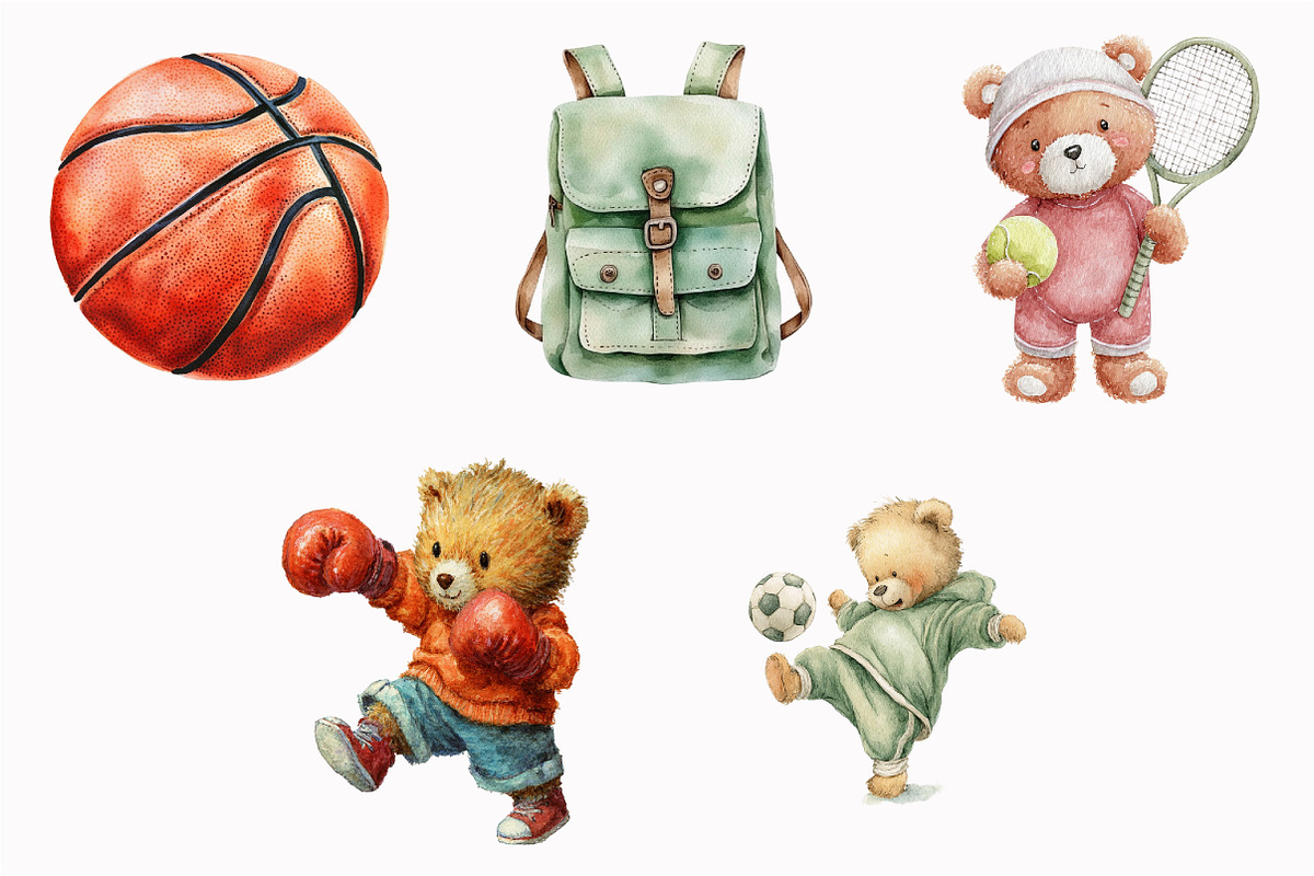 Teddy Bear Sports Clipart, an Illustration by Design Market (Photo 5 of 5)
