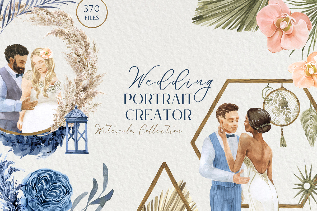 -20% Boho Wedding Portrait Creator, a Decorative Illustration by Cat In Colour (Photo 1 of 12)