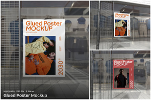 Glued Poster Mockup