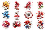 Whimsical Wildflowers Clipart,Spring, an Illustration by Dream Creation (Thumbnail 5 of 8)