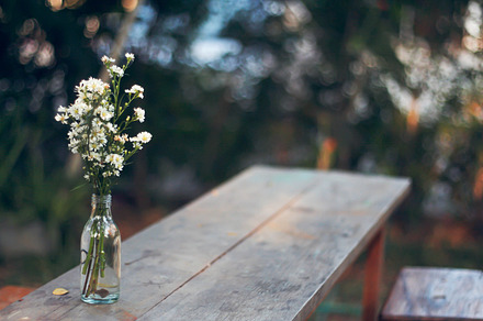 Vase on wooden desk