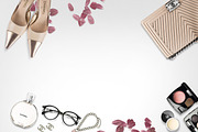 Luxury brand makeup desk mockup stock photo containing chanel and stock, a Beauty & Fashion Photo by Whimsical Logoshop (Thumbnail 2 of 2)