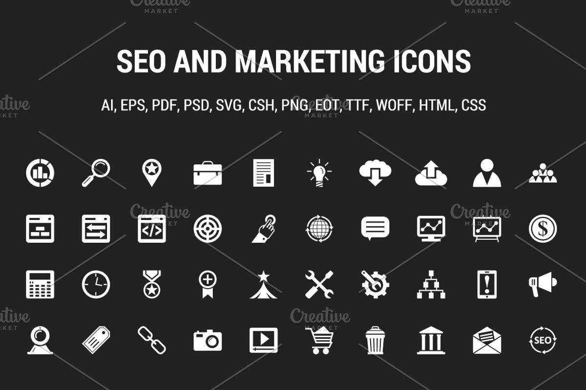 100 Seo and Marketing Vector Icons