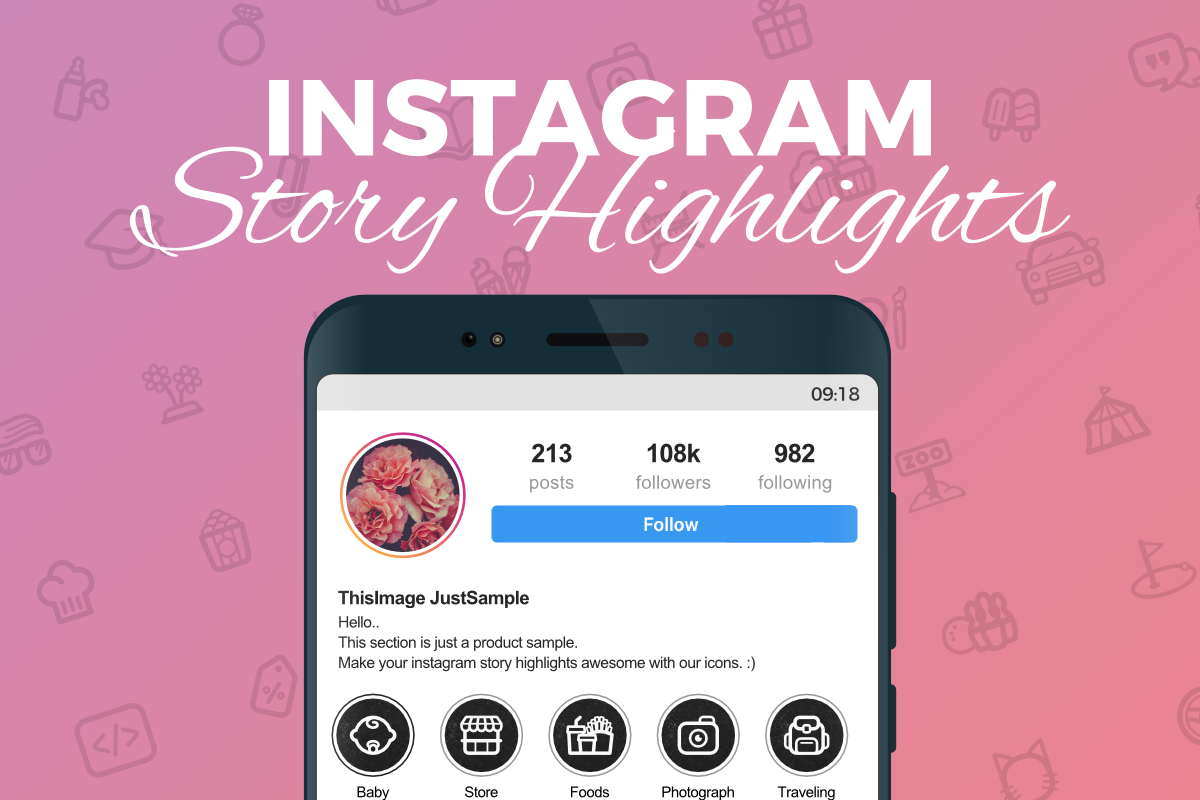 Instagram Story Highlight 170 Icons, a Social Media Template by graphicalcium (Photo 1 of 3)