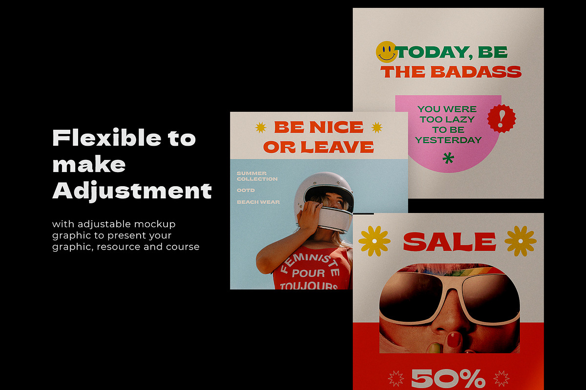 Pop90s Social Media Templates, a Social Media Template by Creavora (Photo 8 of 11)