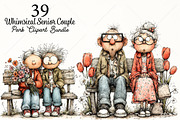 Whimsical Senior Couple Park Clipart, a Seasonal Illustration by Canvas Craft (Thumbnail 1 of 10)