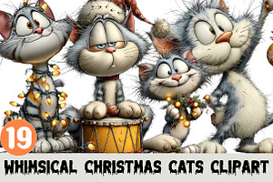 Whimsical Christmas Cats Clipart, a Graphic by CitraGraphics