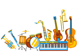 Background with musical instruments., a Background Graphic by incomible