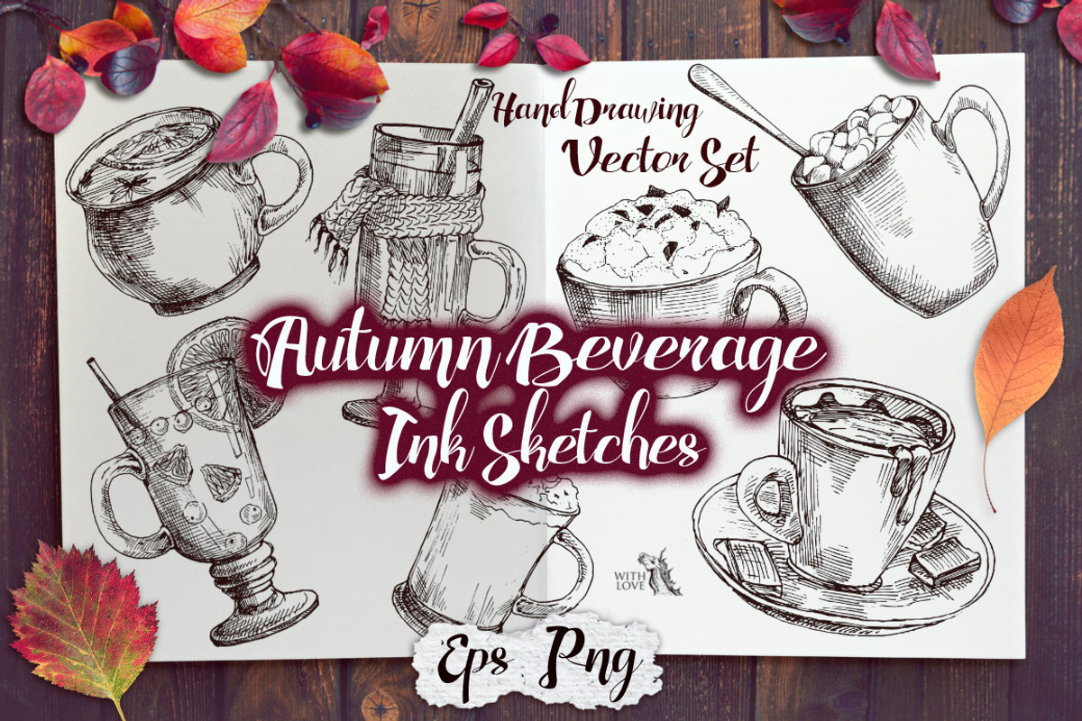 Autumn Beverage Ink Sketches, a Food Illustration by Fluffy Unicorn (Photo 1 of 6)