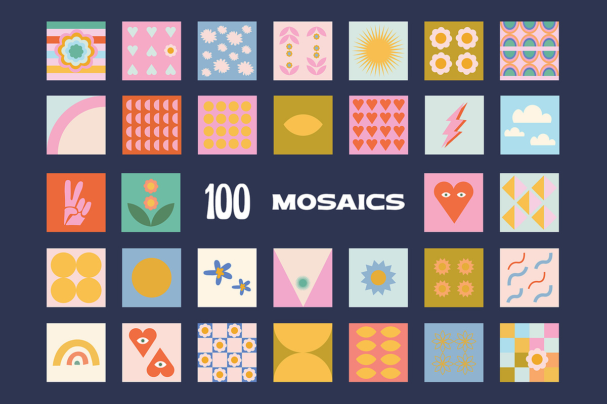 200 Vector Mosaics & Patterns, a Pattern Graphic by assetpro.design (Photo 6 of 16)