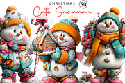 Cute Christmas Snowman Clipart PNG, a Seasonal Illustration by fashionaddict (Thumbnail 1 of 6)