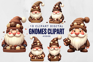 10 Gnomes Clipart Digital