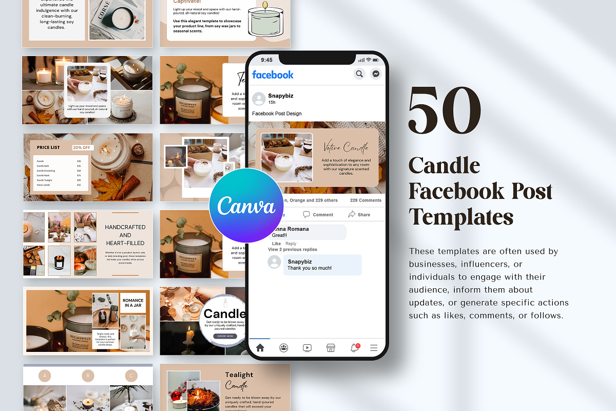 Candle Facebook Canva Posts Template preview 6