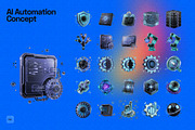 3D AI Automation Concept, an Object Graphic by Pengedar Seni (Thumbnail 3 of 3)